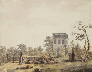 パビリオンのある風景、c。 1797（紙にペン、インク、トイレ）